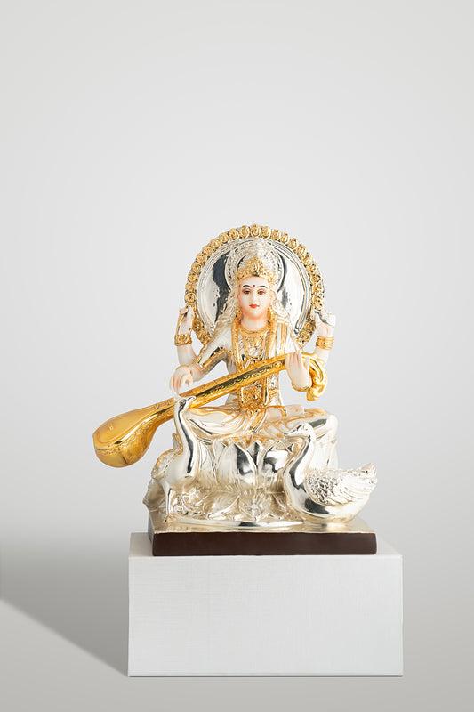 Saraswati in Silver Plating