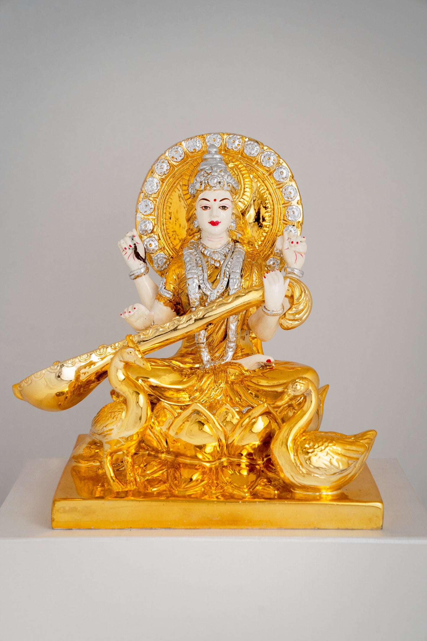 Saraswati in Gold Plating