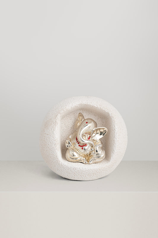 Silver Ganesha in White Enclosure